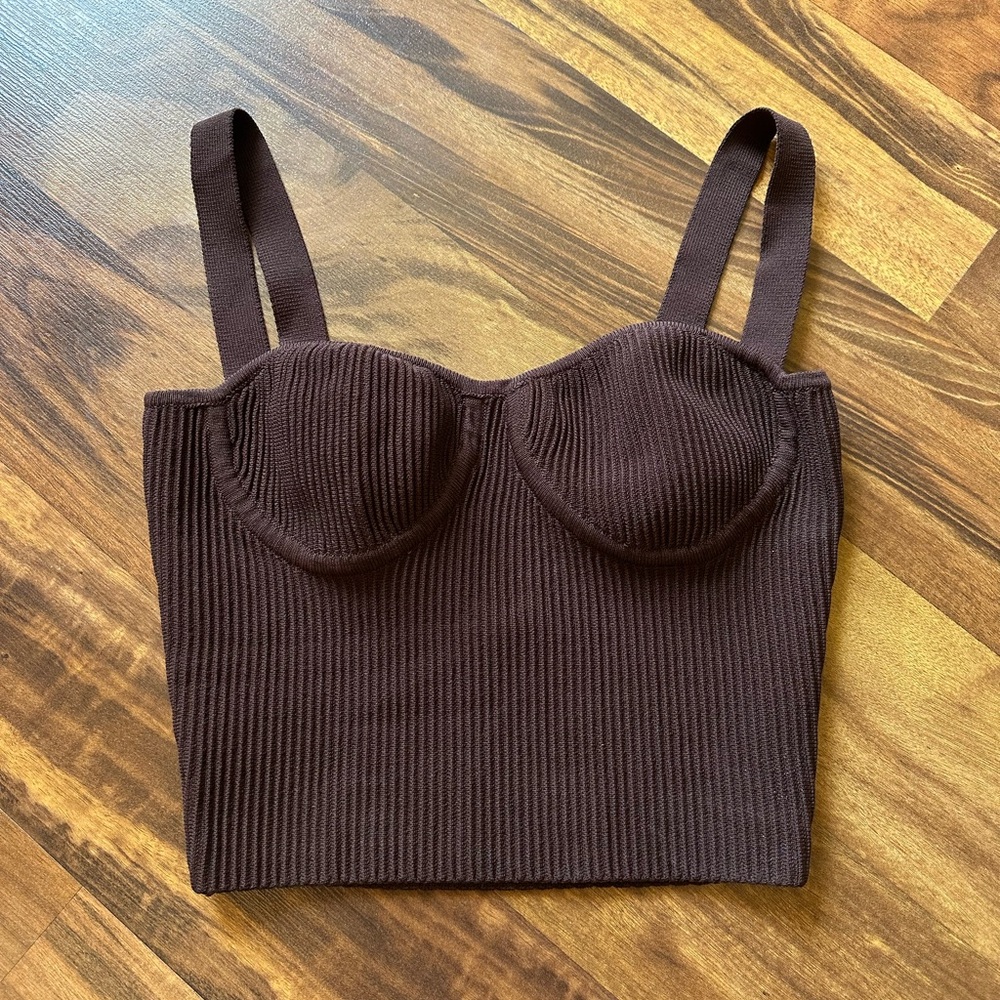 American Threads Fiore Ribbed Bustier Crop Top - Picture 4 of 7